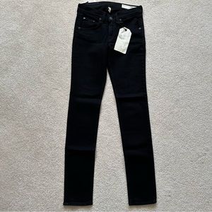 Rag & Bone Jean High Rise Skinny Stretch Jeans, Coal, Size 24, New with Tags